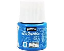 Pébéo Setacolor Glitter Blauwe Textielverf - 45ml textielverf voor lichte stoffen