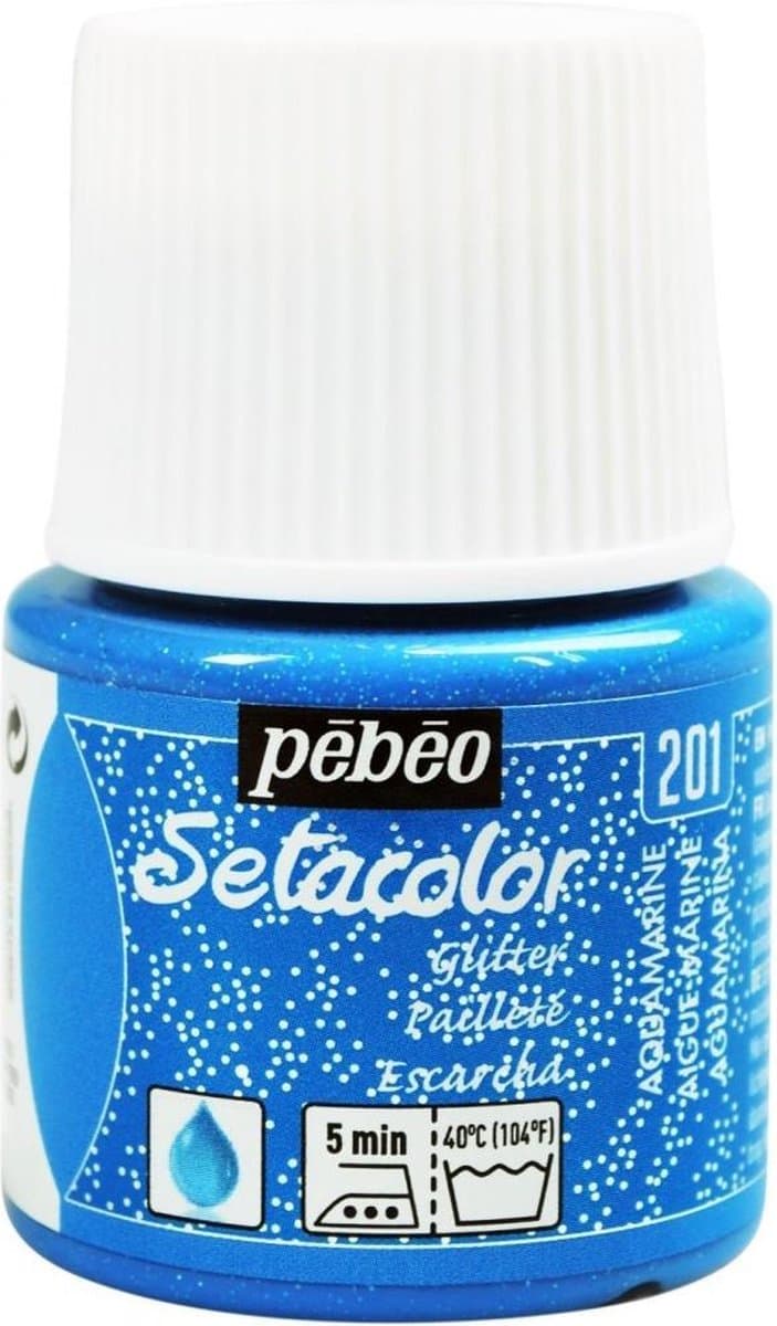 Pébéo Setacolor Glitter Blauwe Textielverf - 45ml textielverf voor lichte stoffen — afbeelding 1
