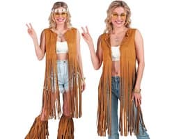 Party Fashion - Hippiekostuum voor dames, franjes, bruin, festivaloutfit