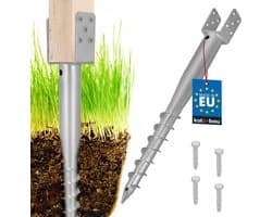 KOTARBAU® Paalhouder - Inschroefbare Paalhouder - Paalvoet 70 x 700 mm Gegalvaniseerde Paalhouder - Paalsteun - Schroeffundering - Inschroefbare Paalhuls voor Schuttingpalen en Houten Balken - Zilver