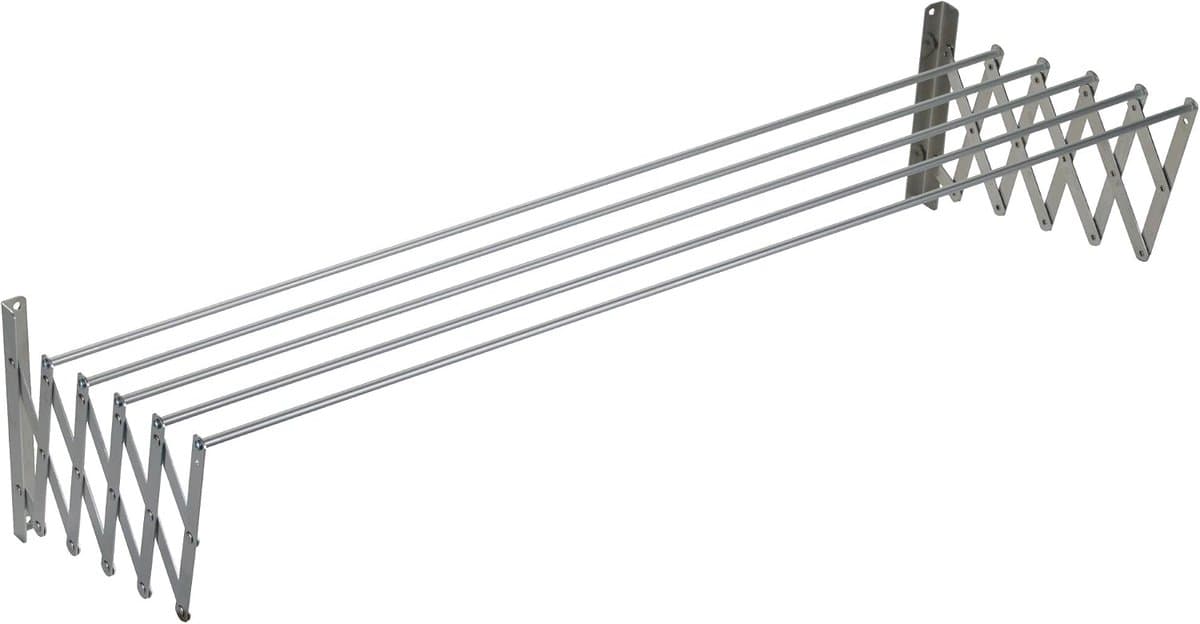 Wandgemonteerde aluminium kleerluchter 130 cm, aluminium, 130 x 78 x 26,5 cm — afbeelding 1