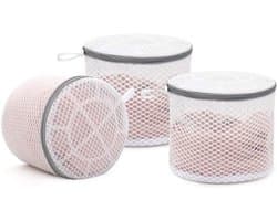 Drie waszakken van mesh voor de wasmachine kunnen worden gebruikt om bh's, ondergoed, sokken en delicate kledingstukken te wassen.