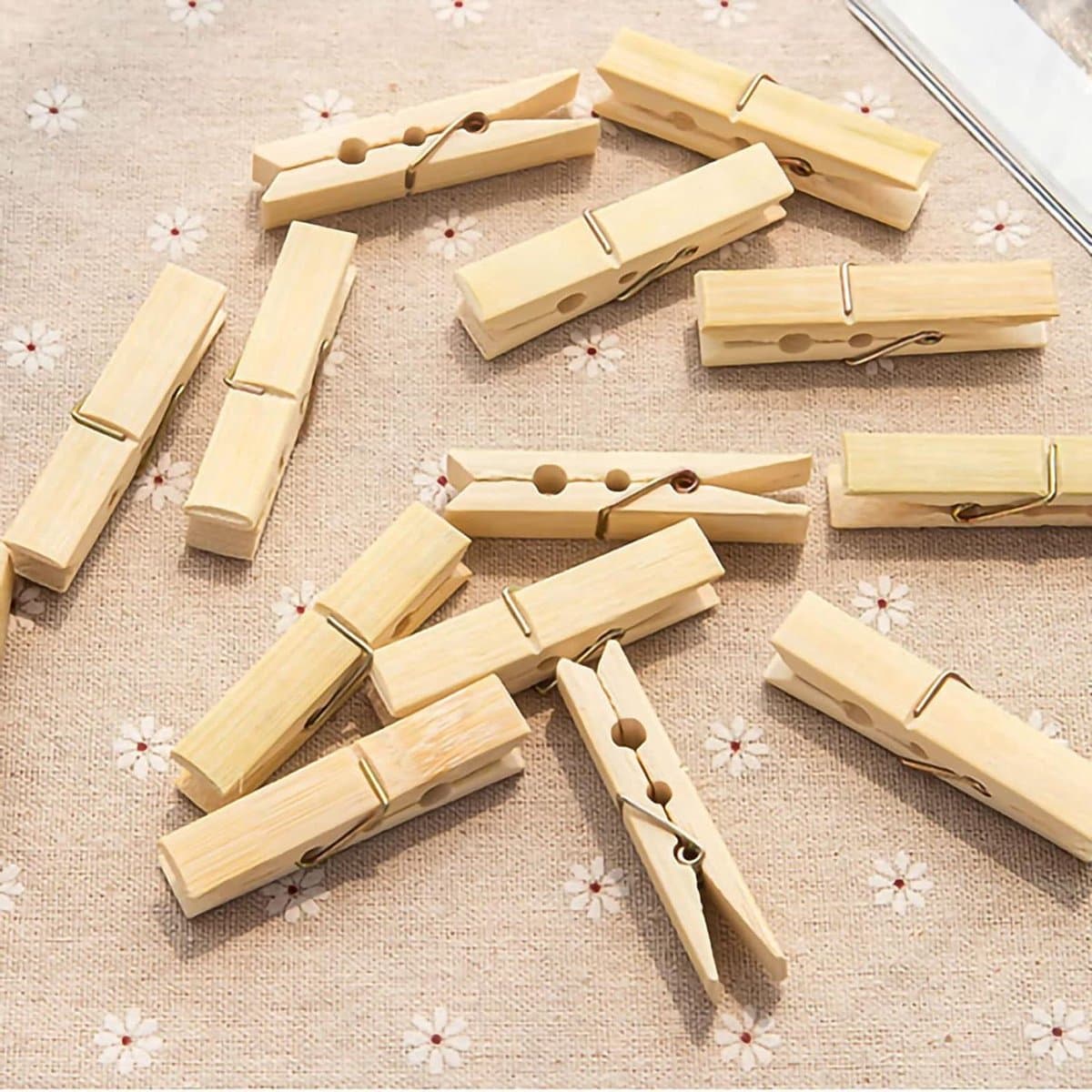 Houten Kledingclips - Winddichte Clips - Kleding Drogen - Natuurlijk Bamboe - 20 Stuks - Standaard — afbeelding 1
