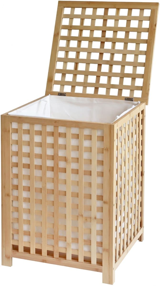 CLP Wasmand met deksel - Lenca - rechthoek - Wasbox - voor Vuile Was - Waszak 90L Wasbaar - Bamboe - natura — afbeelding 1
