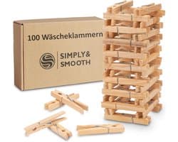 Bamboe Wasknijpers Set – 100 Duurzame Wasknijpers voor Droogrek – Inclusief Herbruikbare Paperzak