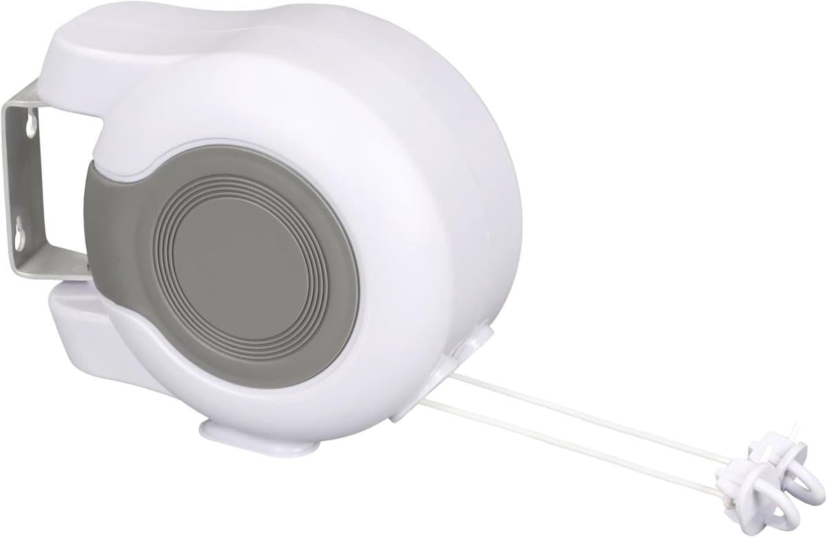 Uitschuifbare dubbele waslijn, geschikt voor zowel binnen- als buitengebruik, voor het drogen van kleding, wandmontage en draagbaar, eenvoudig te installeren (wit). — afbeelding 1