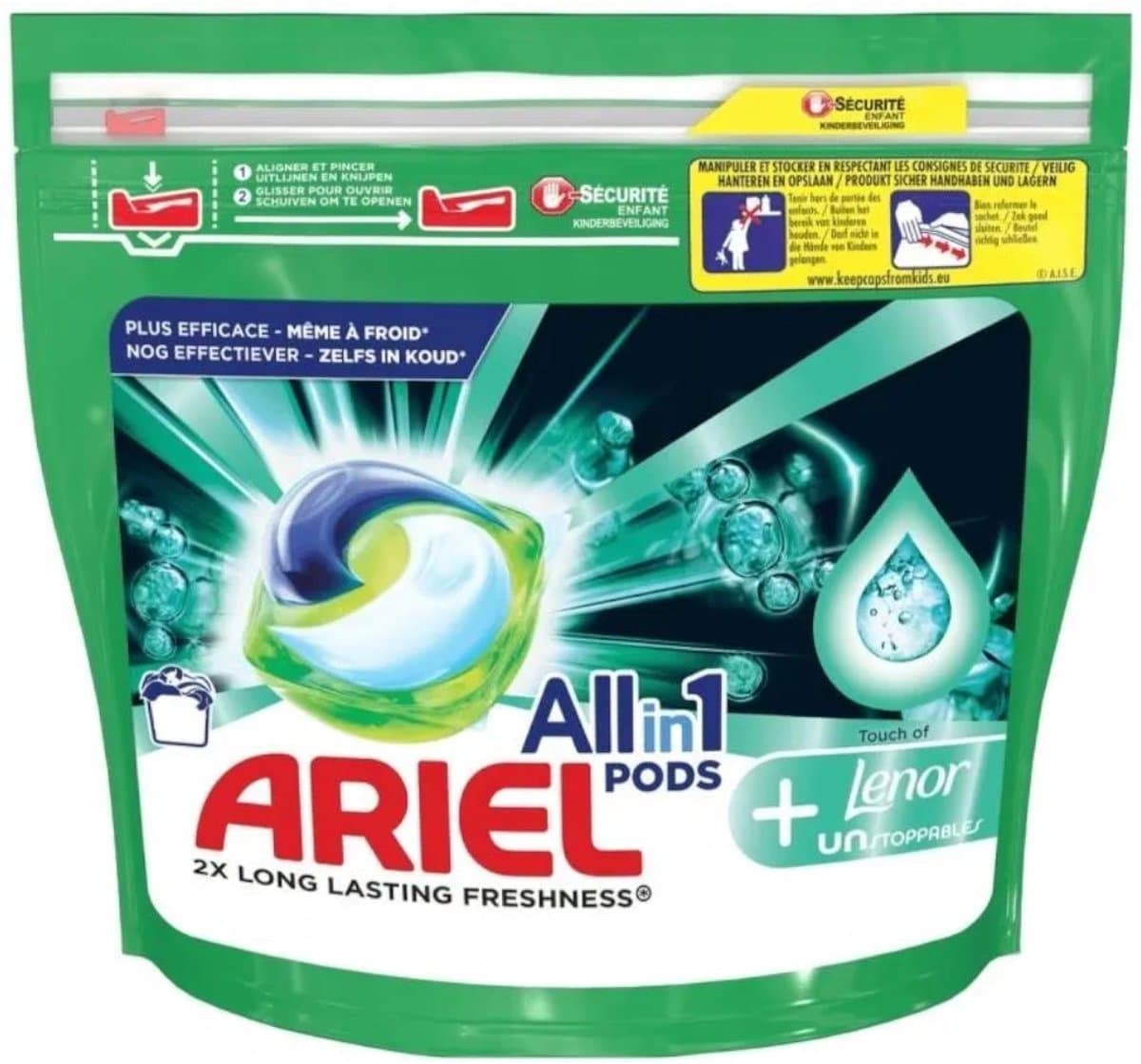 Ariel Pods Allin1 - 38sc896.8gr - +lenor unstoppables Wasmiddel — afbeelding 1