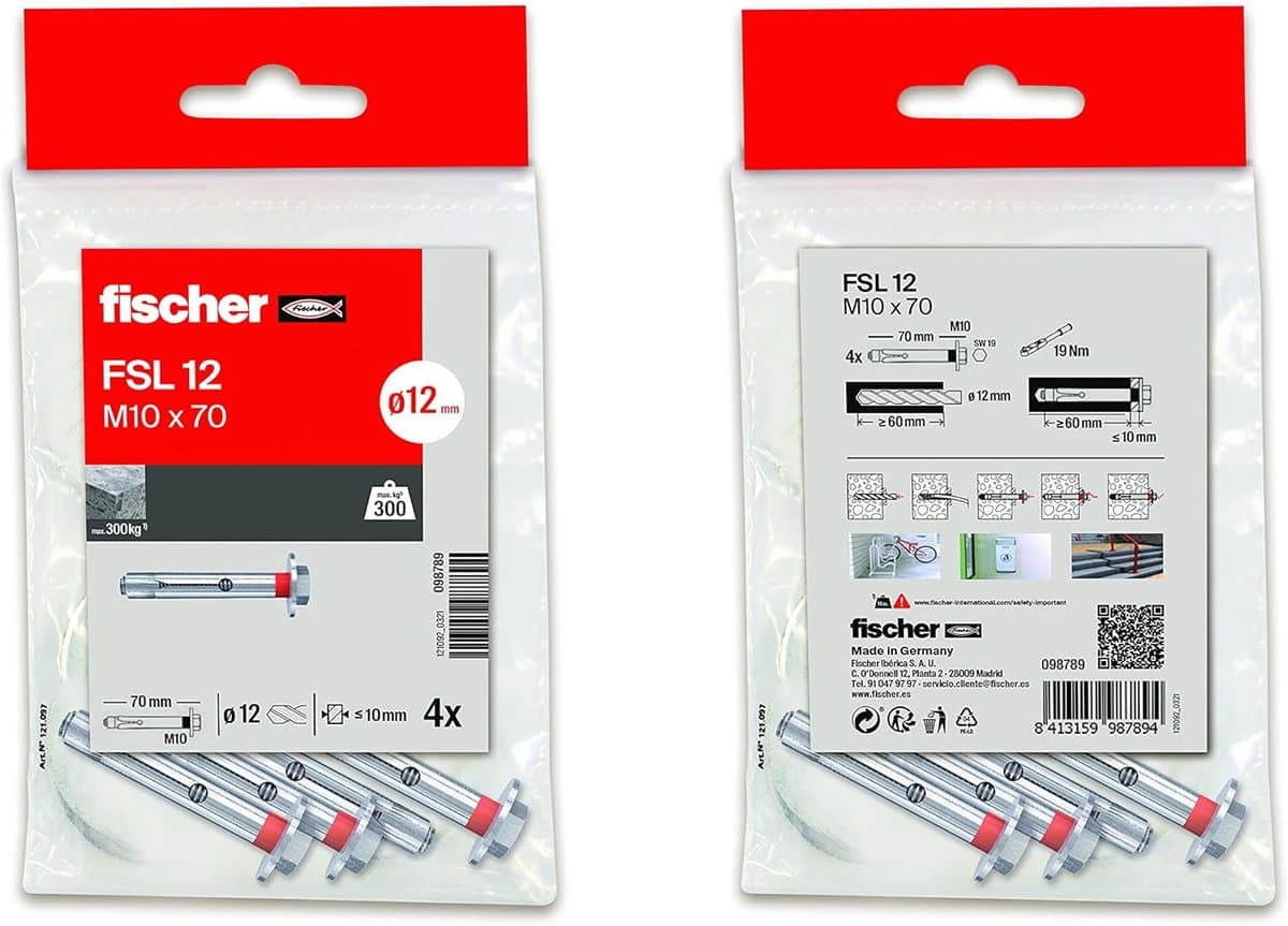Metalen pluggen - Beton ankers - Stevig bevestigen - Hoge belastbaarheid - M10x70mm 16 stuks — afbeelding 1