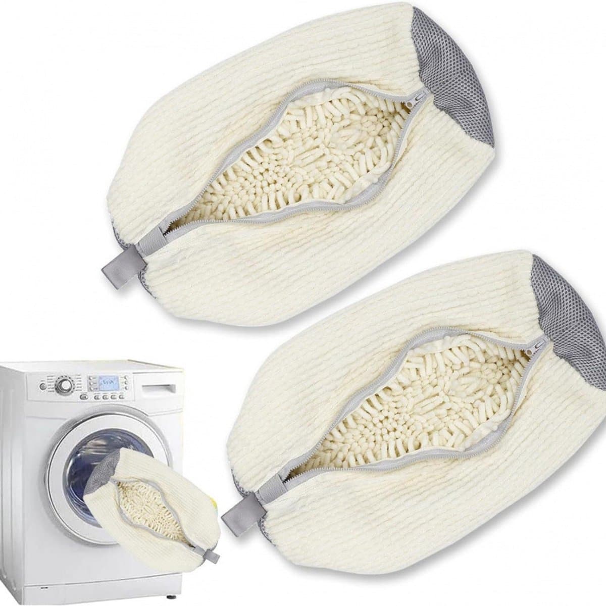 Grote Schoenwasmachine Tas | Wasmand voor Sneakers & Tennisschoenen – Beschermt Tijdens Wassen, Onvervuild & Duurzaam - Wit - 2 delen — afbeelding 1
