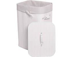 Wasmand MCW-C21, Wasbox Wasbox Wasbox, bamboe 61x43x32cm 70l ~ wit — afbeelding 1