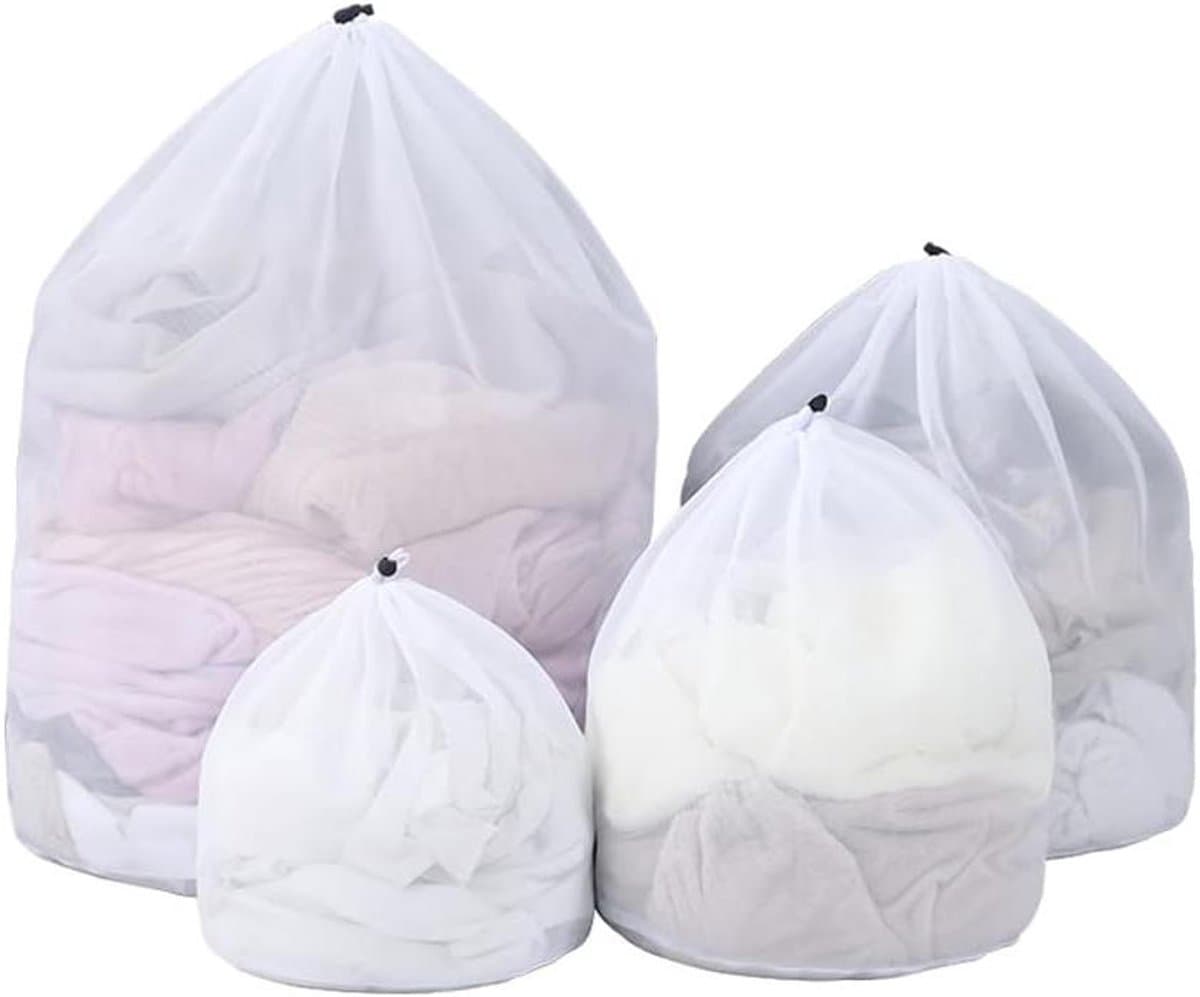 Allecto Plus - Waszak set: 4-delige set wasnetten voor wasmachine - 4 maten - trekkoord - truien jeans ondergoed beha's jassen — afbeelding 1