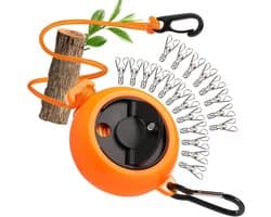 Extendable Clothes Line for Camping (10 m with Hand Crank) - Portable Cord Compact Accessory for Camping Travel and Garden