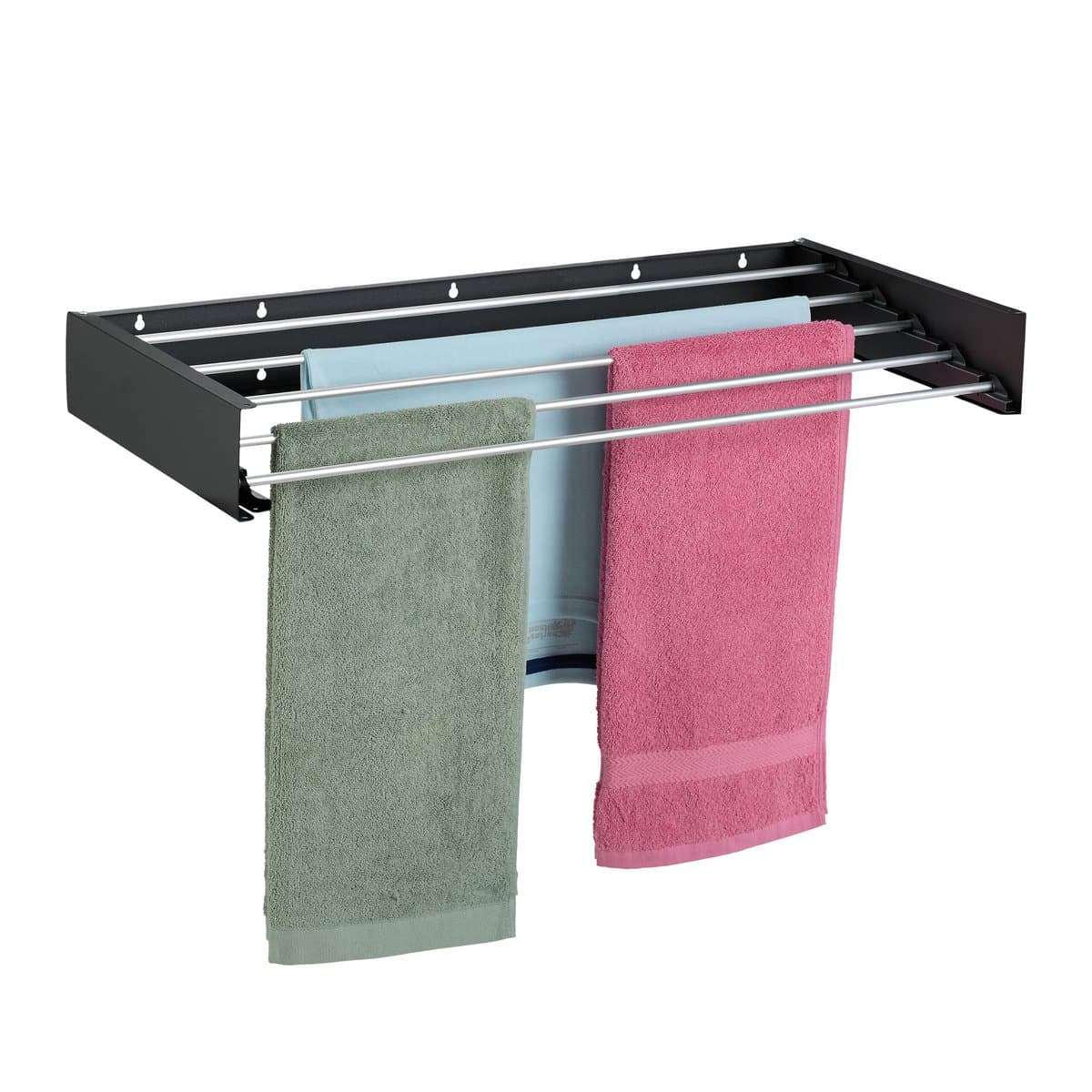 wanddroogrek inklapbaar - 15 x 80 x 40 cm - binnen - buiten - zwart — afbeelding 1