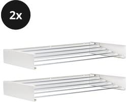 Vitapur Wasrek 2 stuks - Droogrek inklapbaar - Droogrekken - Wasrek hangend - Wasdroogrek - Droogrek inklapbaar - 80 x 40 cm - 4 meter drooglengte - Wit - 2 stuks