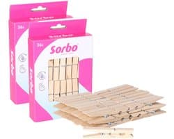 Sorbo Wasknijpers - Hout - 72 stuks (2x36) — afbeelding 1