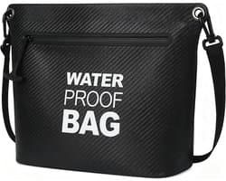Schoudertas met luchtdichte ritssluiting, lichte Dry Bag met verstelbare schouderriem voor strand, zwemmen, reizen en dagelijks gebruik, Zwart, Waterdichte tas