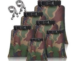 Waterdichte droogzakken, lichtgewicht pakzakken voor buiten 15/8/5/4/3/2 l en lange verstelbare schouderriem voor kajakken, raften, varen, wandelen, kamperen (camouflage), 6/12 stuks