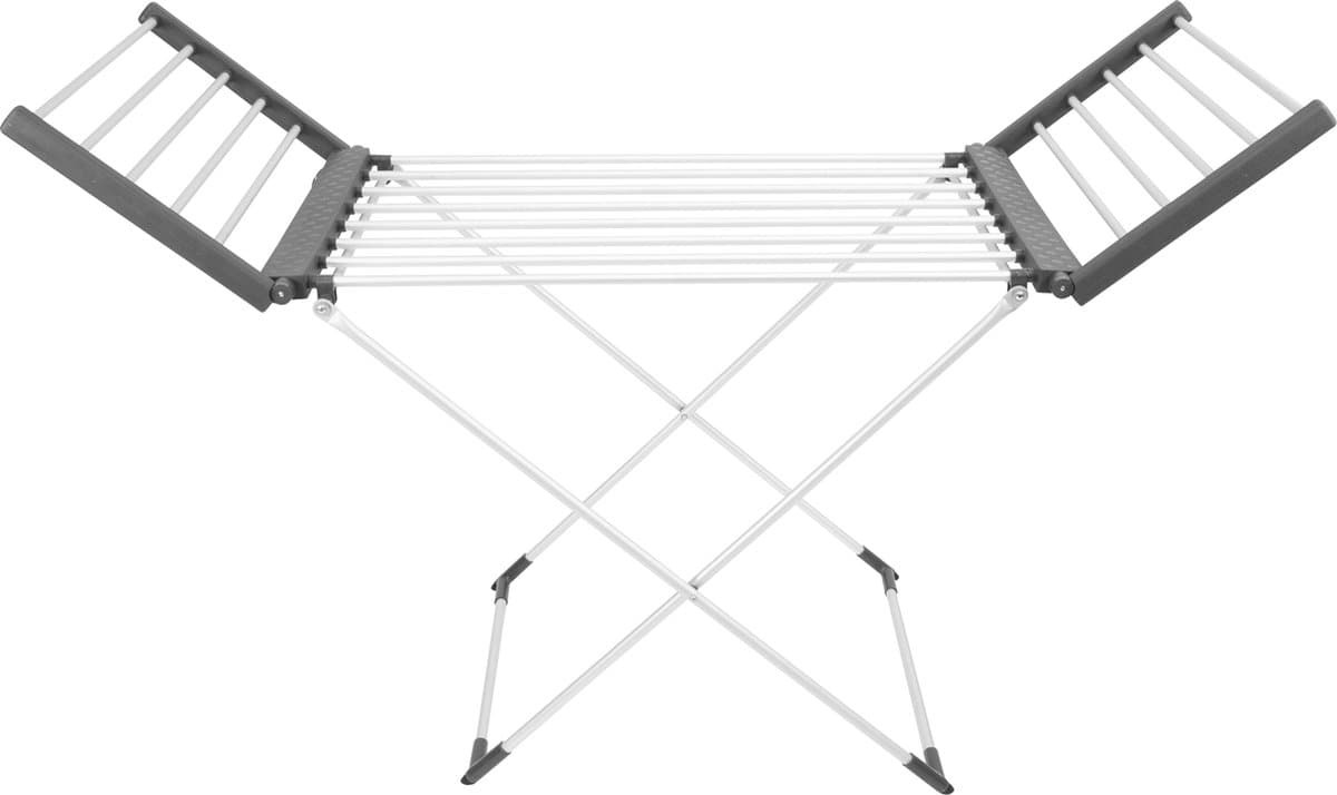 Black + Decker Elektrisch Verwarmd Droogrek met Vleugels - 18 Meter Drooglengte - 230W - Inklapbaar - Grijs — afbeelding 1