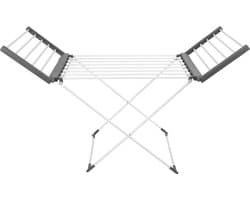 Black + Decker Elektrisch Verwarmd Droogrek met Vleugels - 18 Meter Drooglengte - 230W - Inklapbaar - Grijs