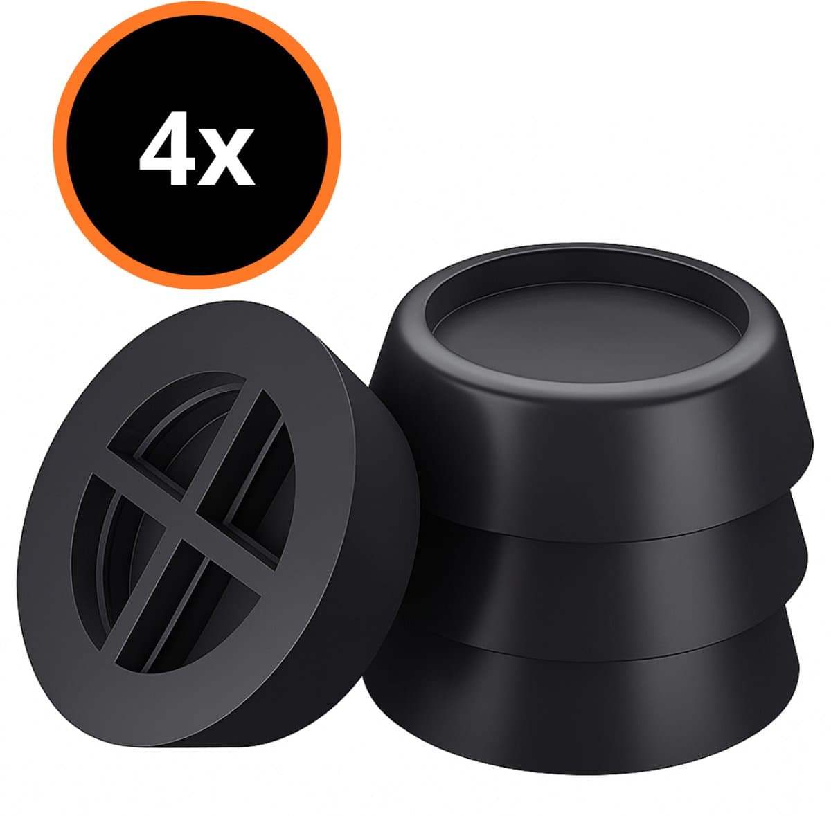 Trillingsdempers voor Wasmachine & Droger – Zwart - 4 Stuks - Anti-vibratie - Geluids- & Schokdempend - Universeel Formaat — afbeelding 1