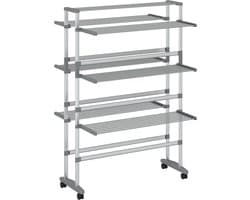 vidaXL - Droogrek - met - wieltjes - 89x64x129 - cm - aluminium