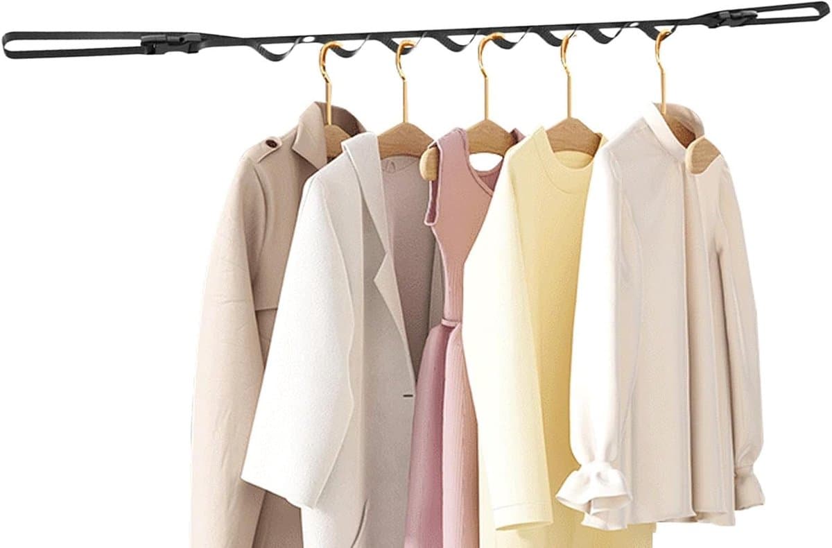 Draagbare Waslijn - Reis Waslijn - Kleding Drogen - Intrekbaar Touw - 1 Meter - Zwart — afbeelding 1
