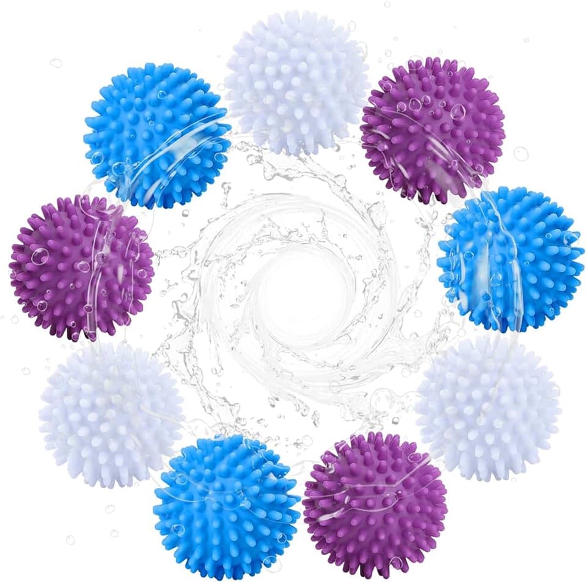 9 stuks drogerballen voor wasdroger, wasballen voor donsjacks, herbruikbare drogerballen, droogbal, wasbal voor wasmachine, drogerballen voor huiskleding (blauw, wit, lila) — afbeelding 1