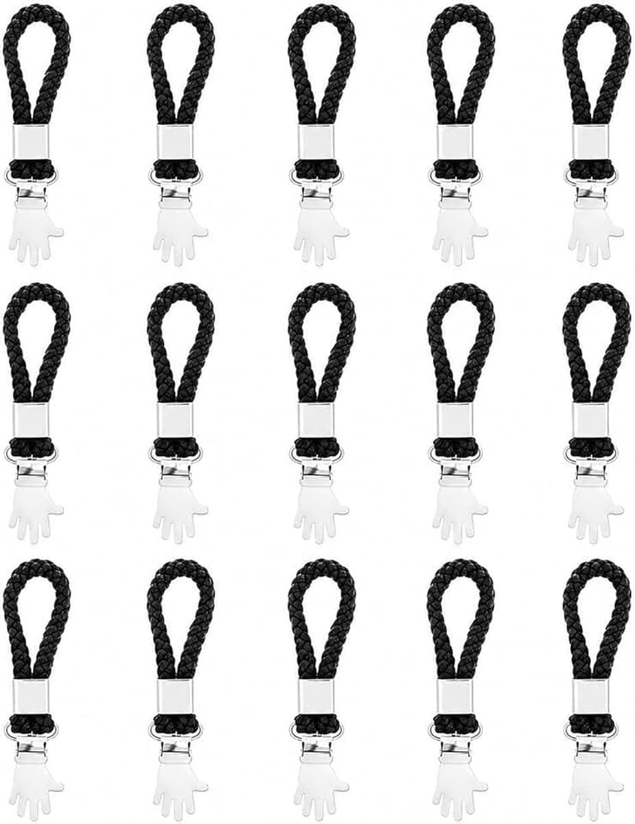 15 stuks handdoekclips, zwart, handdoekklemmen met lussen, voor keuken en badkamer | Afwasdoekclips als hanger voor handdoeken, stabiele grip en robuust, 15-delige set voor keuken, badkamer en caravan — afbeelding 1
