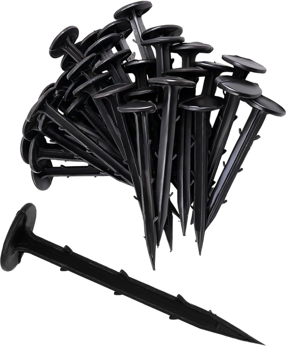 SnelShoppen - 50 Stuks Earth Nails voor Onkruid, 11 cm Lange Grondankers, Zwarte Grondsteken van Onbreekbaar Plastic, Voor Veiligheidsnet, Molly Gaas, — afbeelding 1