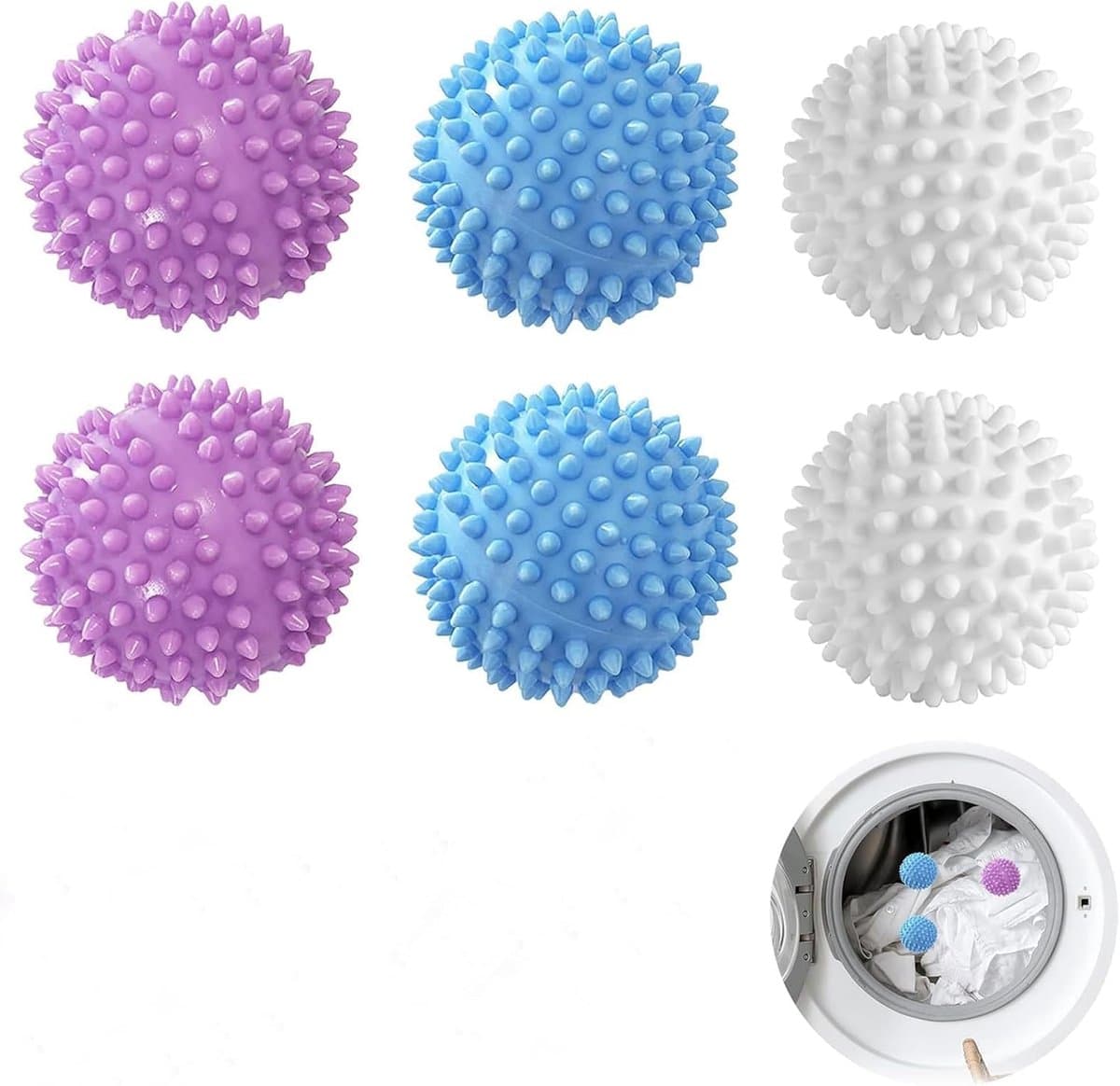 SnelShoppen - Set van 6 Herbruikbare Droogballen, Wasballen voor Wasmachine, Tumble Dryer, Milieuvriendelijk en Duurzaam, Drooghulp voor Efficiënt Dro — afbeelding 1