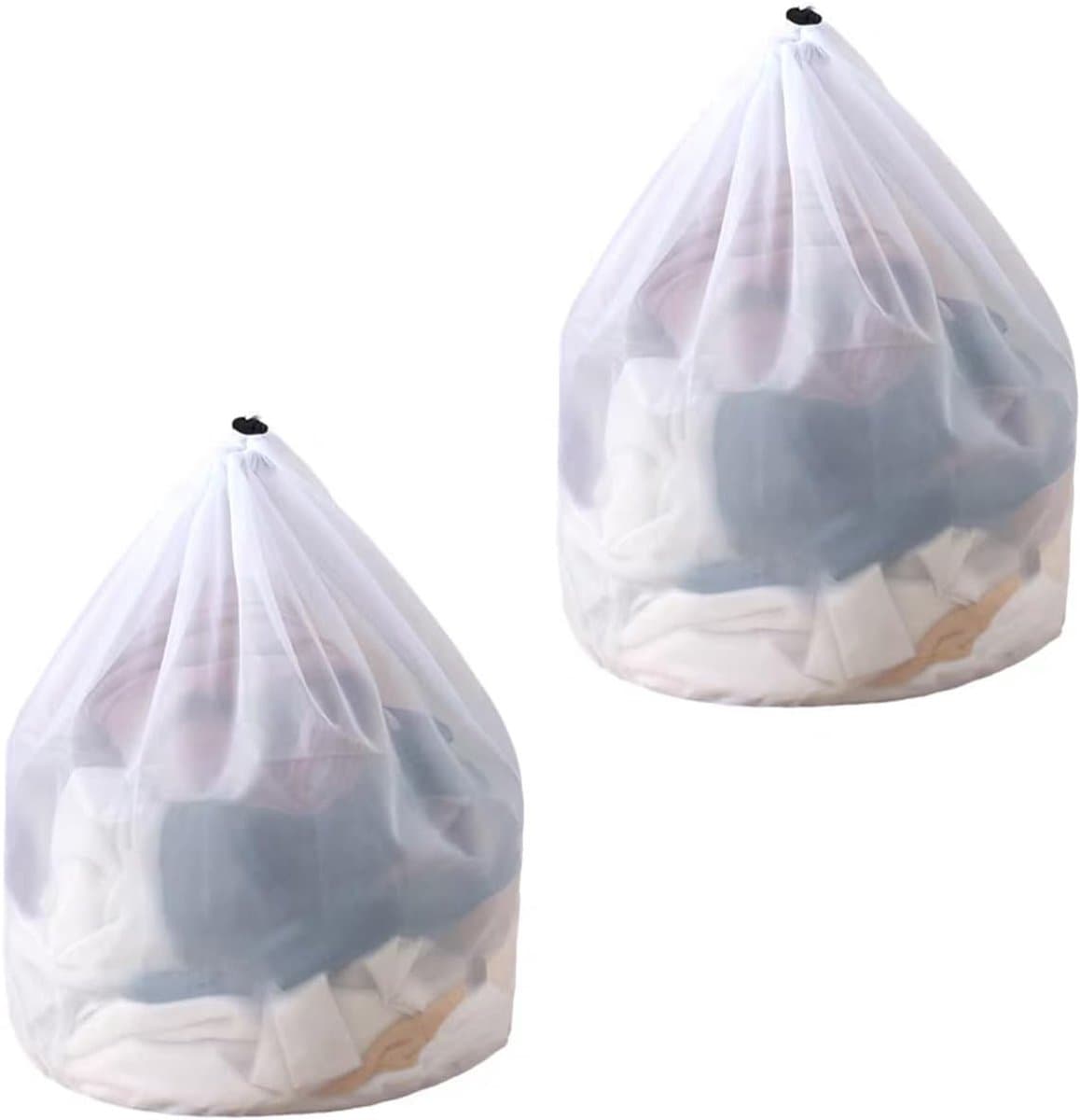 Set van 2 Wasnetten 40 x 30 cm voor de Wasmachine, Fijnmazige Netten met Trekkoord, Herbruikbaar voor Ondergoed, Sokken en Babykleding, Bescherming tijdens de Was — afbeelding 1