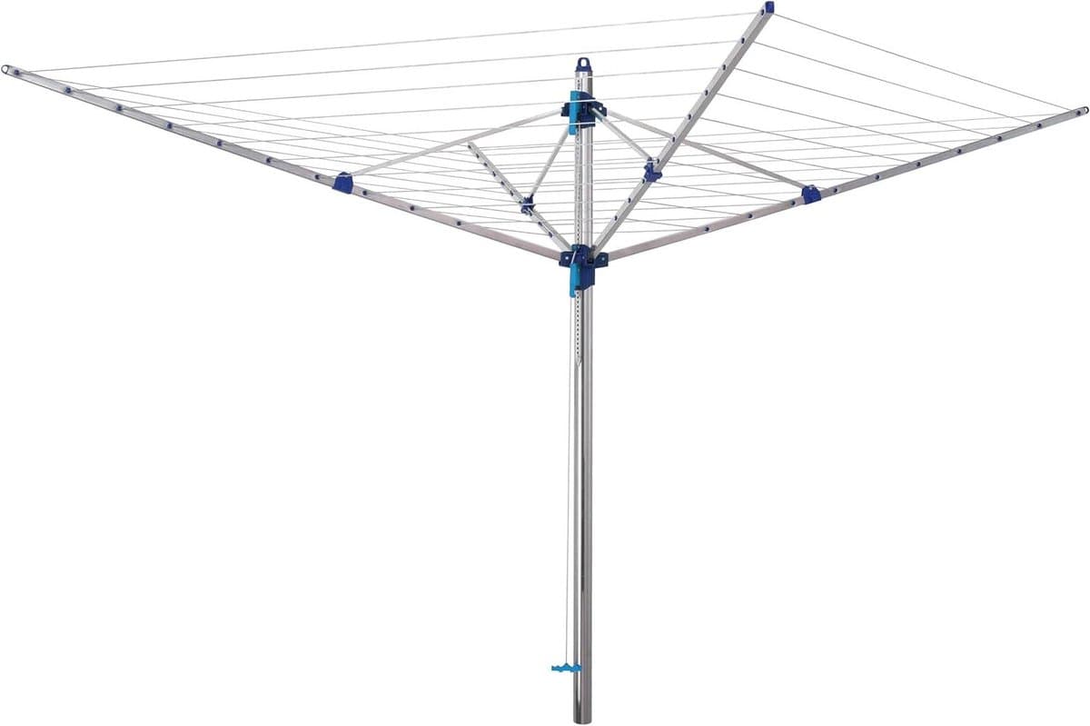 Droogmolen - Wasrek Buiten - Kleding Drogen - Traploos Verstelbaar - 60 Meter Waslijn - Blauw Zilver — afbeelding 1