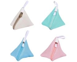 Waszak Mini Driehoek 4 Stuks - Polyester - Reiswaszak - Netzakken voor Ondergoed - Antislip Rits - 12 cm x 12 cm - Wasnet