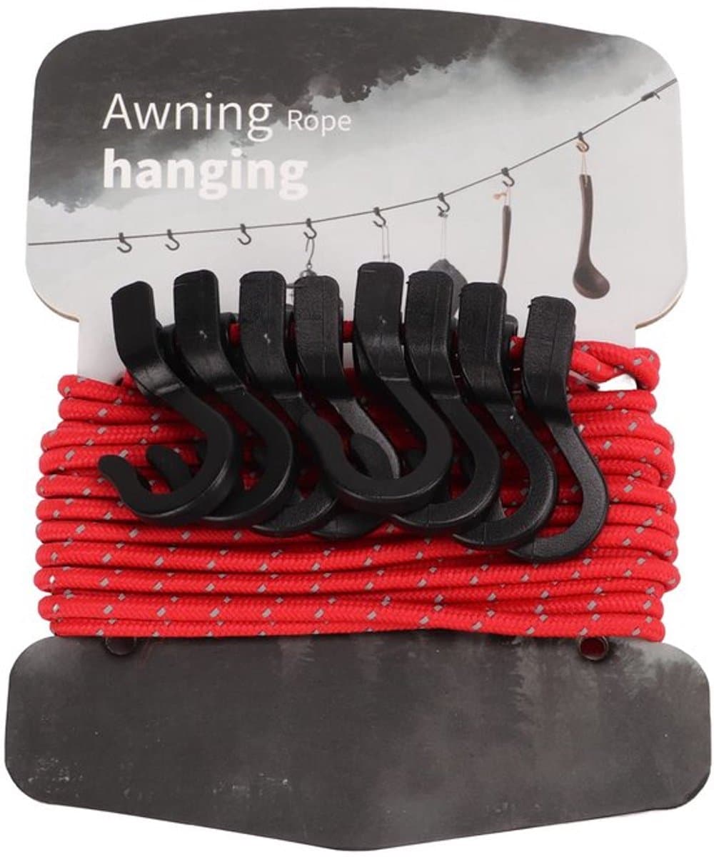 Waslijn Draagbaar - Verstelbare Lengte - Camping Waslijn - Balkon Kleding Drooglijn - Reflecterende Staaldraad - Driehoekige Instelknop — afbeelding 1
