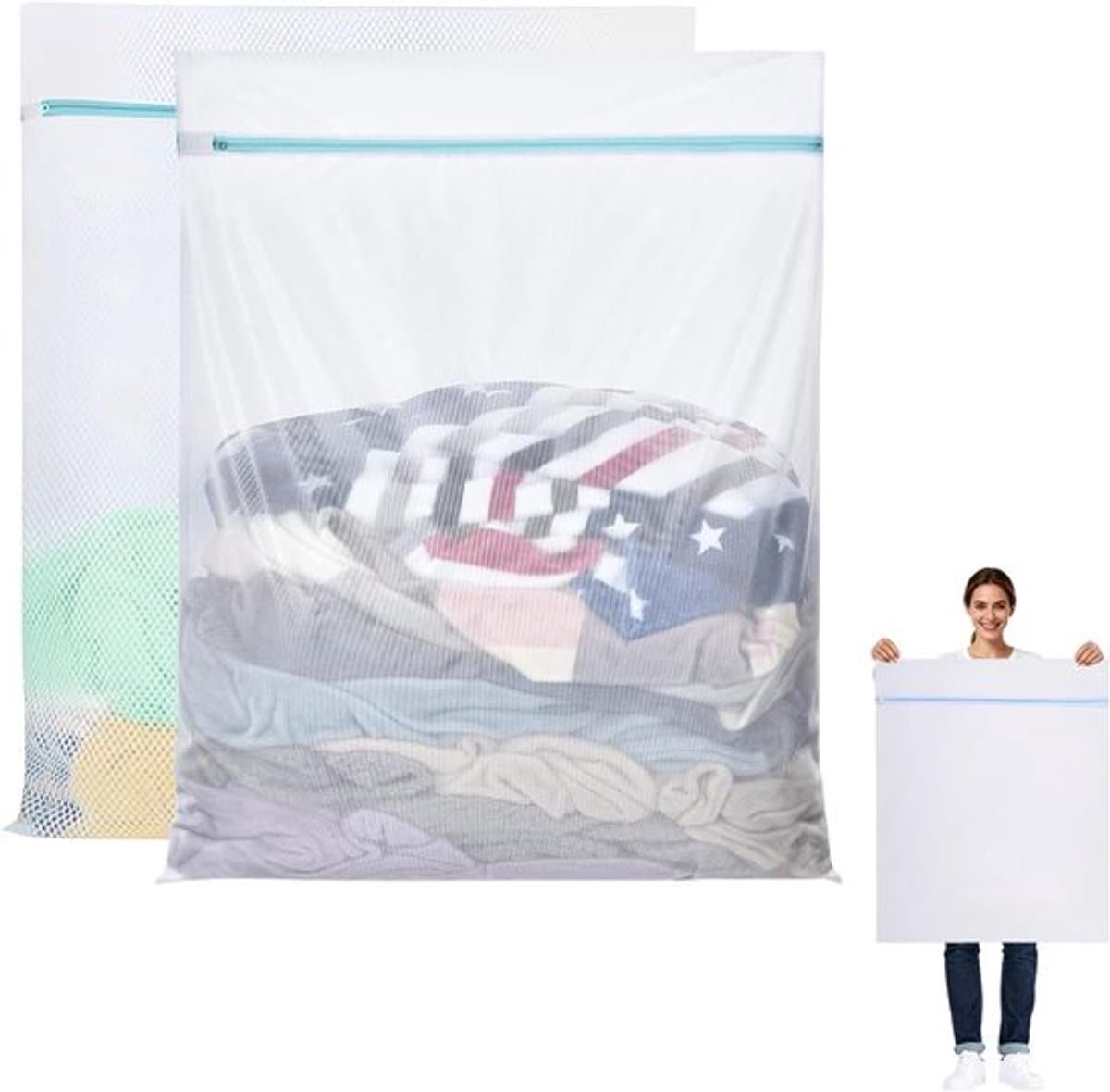 Thijox - Waszakken Groot 60x80 cm, 2 Stuks Wasnetten met Ritssluiting voor Fijne Was, Ondergoed, Sokken, Gordijnen, Fleecedekens, Beddengoed — afbeelding 1