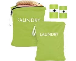 SnelShoppen - 2 Stuks Waterdichte Waszakken, Opvouwbare Herbruikbare Vuilwaszakken voor Camping en Reizen, 2 Maten (60 x 45/55 x 35 cm), Scheurvast en
