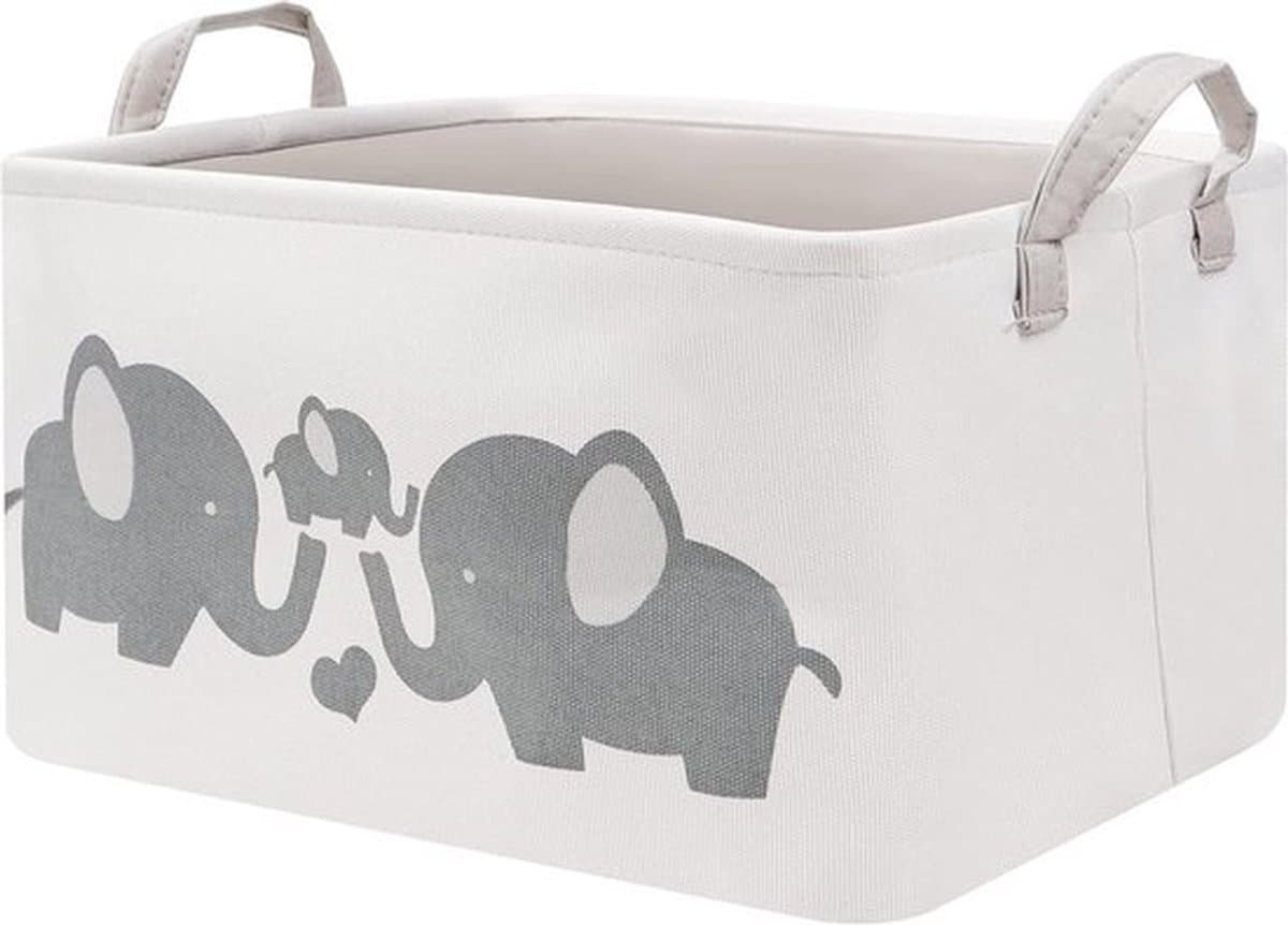 - Inklapbare Was & Opslag Mand - Stoffen Mand - Vouwbare Mand voor Kleding - Baby Speelgoed Organizer - Handvatten - 17 Liter - 22 x 27 x 37,5 cm - Geschikt voor - Babykamer - Grijs — afbeelding 1
