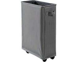Wasmand met Handvatten - 4 Wielen - Stevige 600D Oxford Stof - Organiser Tas voor Diverse Items in Huis en Kantoor - Donkergrijs