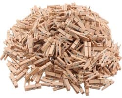 Houten Wasknijpers - Mini Klemmen Fotoclips - Foto's Ophangen - Sterke Klemkracht - 3.5 cm - Natuurlijk Hout