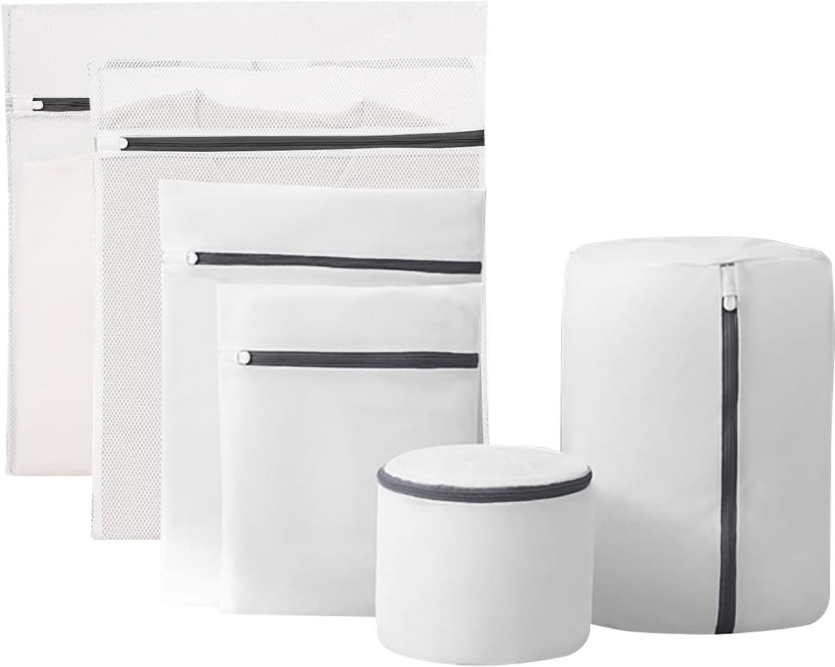 Set van 6 Herbruikbare Wasnetten met Rits voor de Wasmachine, Duurzame Mesh Tassen voor Kleding, Ondergoed en Sokken — afbeelding 1