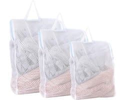 Set van 3 Herbruikbare Waszakken voor de Wasmachine met Handvatten, Ideaal voor Ondergoed, Truien en Sjaals - Blauwe Wasnetten voor Delicate Kleding