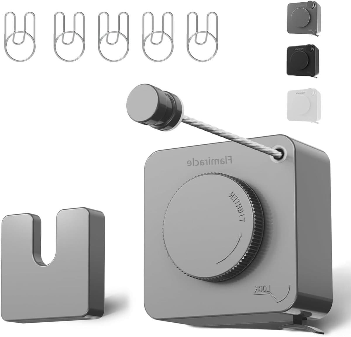 Waslijn Intrekbaar - Drooglijn Binnen - Ruimte Besparen - Niet Doorhangend Ontwerp - 4 Meter - Zilver — afbeelding 1