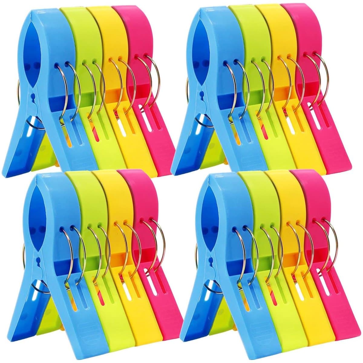 Wasknijpers (12 stuks), wasknijpers van robuust kunststof, klemmen voor strandhanddoeken, dekens en dekens, winddichte wasknijpers voor waslijn buiten, 8,5 x 11 cm — afbeelding 1