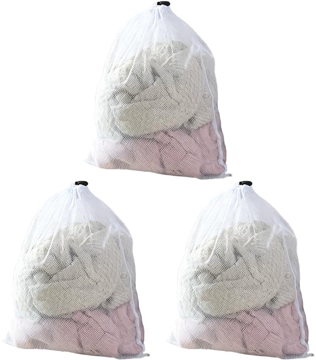 Wasnet, waszak, met trekkoord, fijne mazen, voor kleding, ondergoed, overhemden, waszak, reizen, huis, appartement — afbeelding 1