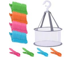 48 stuks antislip wasknijpers, kunststof klemmen met mand, meerkleurige wasknijpers, laat geen sporen achter, sterke multifunctionele klemkracht voor ondergoed voor ondergoed, T-shirts, sokken