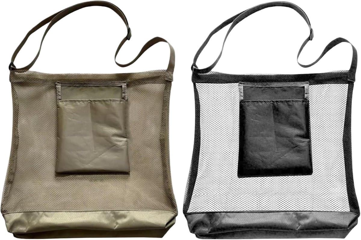 Voederzak - Verzamelzak Outdoor - Natuur Verzamelen - Geventileerd Netweefsel - 22 x 21 x 3 cm - Zwart — afbeelding 1