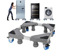 Wasmachine Onderstel - Onderstel - Wasmachine Verhoger - met 4 Wielen - Draagkracht 200KG - Verstelbare - Antislip en Schokbestendig - Grijs