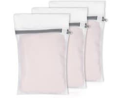 3x Mesh Waszakken 30x40cm voor Wasmachine, Wasnet met Rits, Ideaal voor Delicate Kleding en Ondergoed
