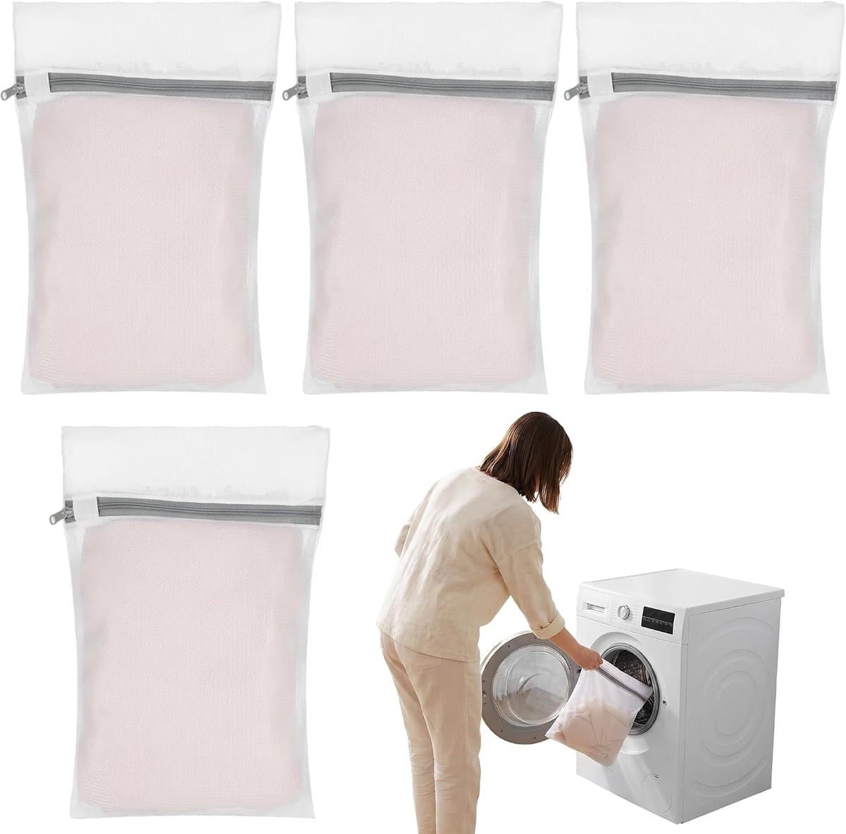 Wasnetjes met ritssluiting - Wit - Groot - Mesh Waszakken voor Delicate Kleding en Ondergoed — afbeelding 1
