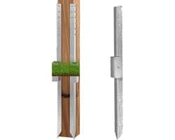 Aardanker Hekpaal - Stalen Versterker - Omheining Repareren - Slijtvast Zinklegering - 42x10 cm - Enkele attribuut